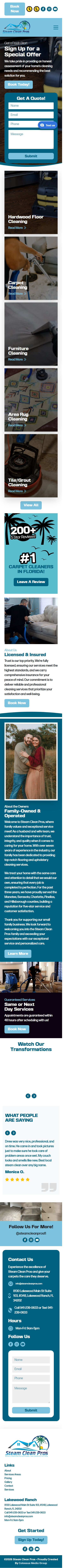 Steam Clean Pros — old website mobile view